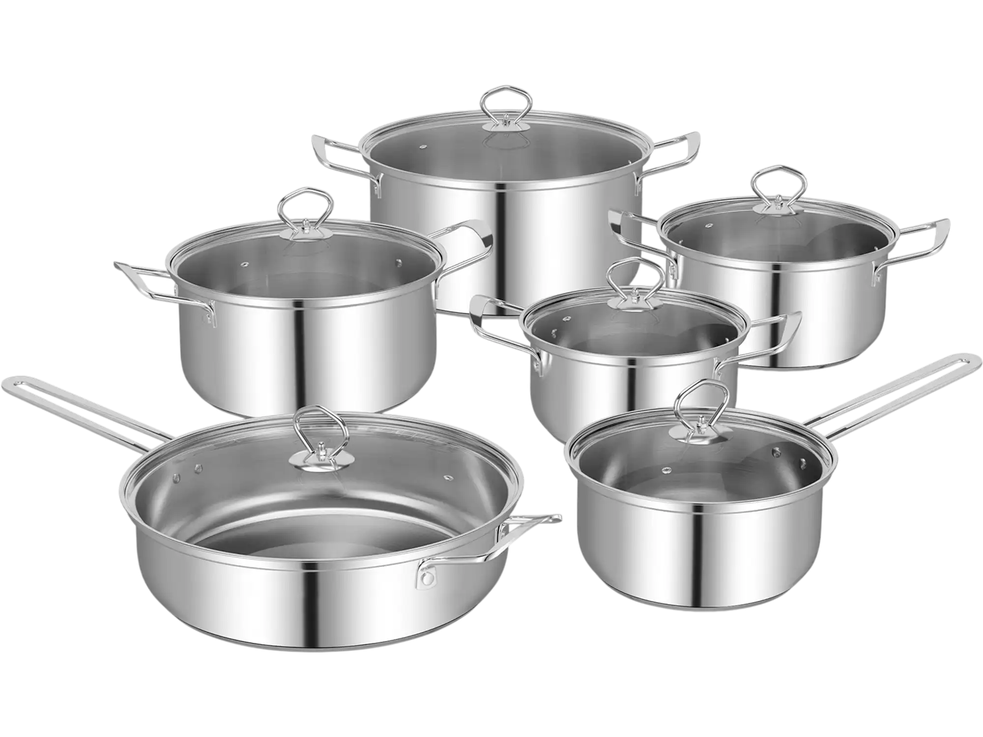 Costway 12 Piece Pots and Pans Cookware Set with Tempered Glass Lids 21863574 New