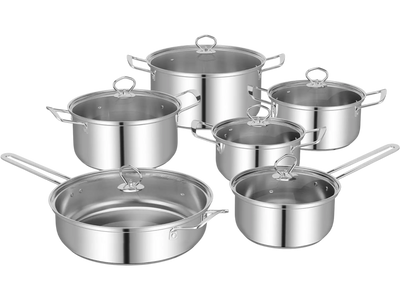 Costway 12 Piece Pots and Pans Cookware Set with Tempered Glass Lids 21863574 New