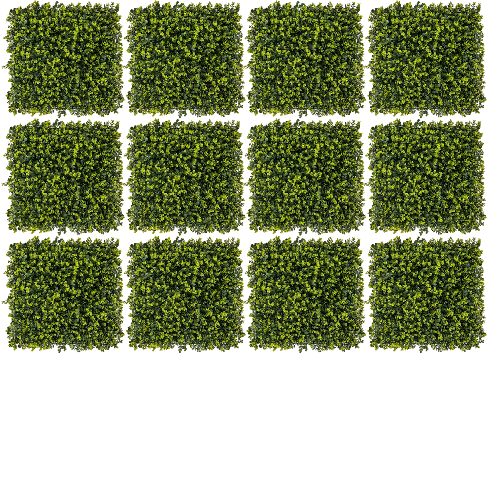 12 Pieces 20 Inch x 20 Inch Artificial Hedge Eucalyptus Panels