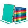 Colorful 12-piece interlocking flooring mat set with anti-slip, waterproof surface for gym or playroom use.