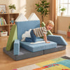 Colorful toddler foam building fort with snow mountain theme, featuring soft velvet fabric and high-density foam for.