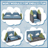 Toddler foam building fort in snow mountain theme, featuring soft velvet fabric and high-density foam for comfort and.