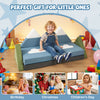 Toddler foam building fort in snow mountain theme, made of soft velvet, perfect for imaginative play and family bonding.