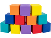 Colorful set of 12 soft foam building blocks for kids, made with PU leather and EPE foam, ideal for imaginative play.