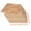 Stack of 12 wood grain foam floor mats with 24 borders, covering 48 square feet, ideal for indoor activities and.