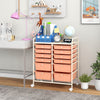 12-Drawer Rolling Storage Cart with Removable Drawers and Lockable Wheels-Peach - Gallery View 1 of 11