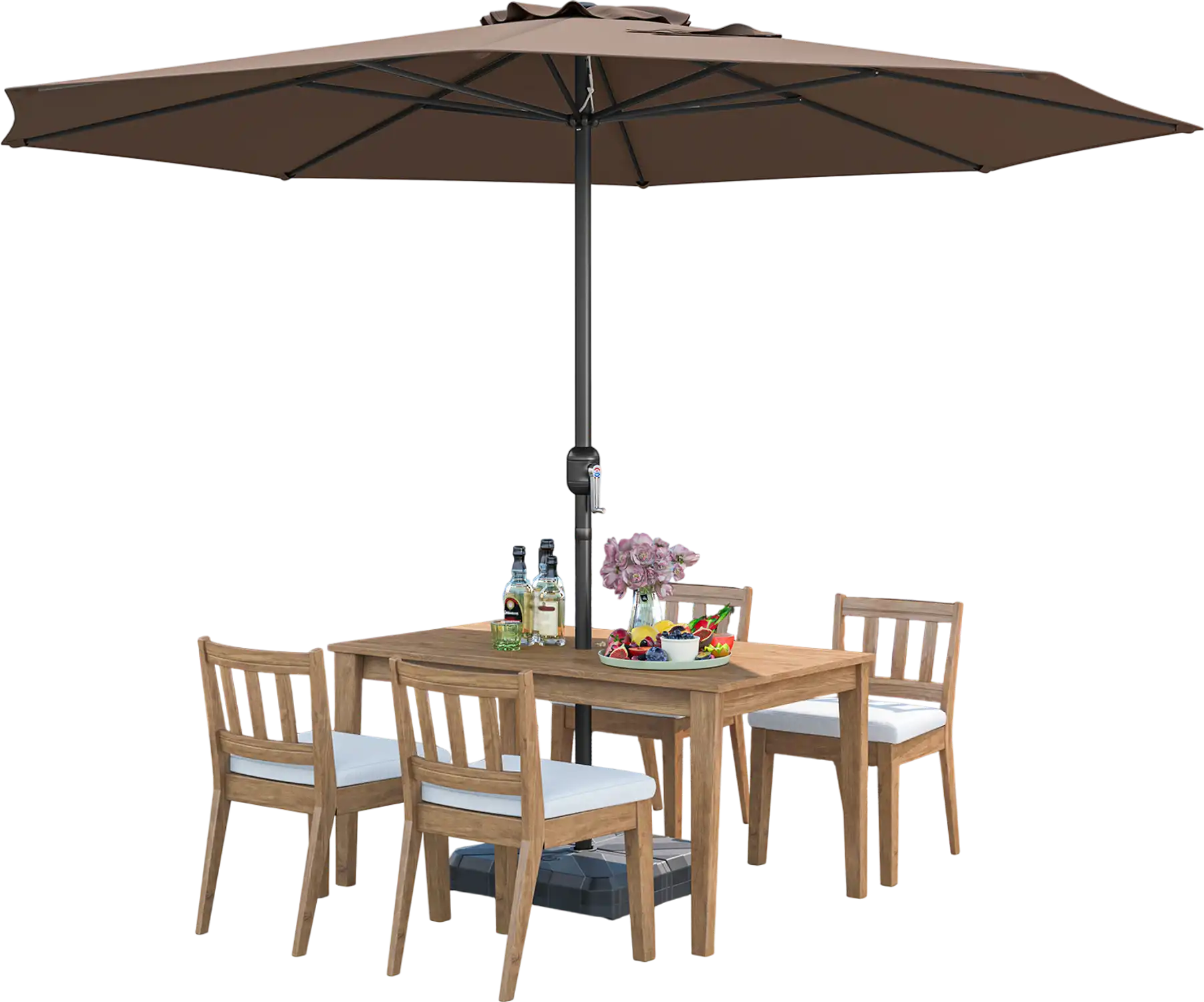 Costway 12' Patio Umbrella Crank Handle 8-Rib Coffee 287619534 New