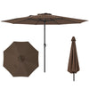 12-foot coffee patio umbrella with crank handle, 8 sturdy ribs, and air vent for optimal airflow, perfect for outdoor.