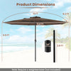 12 ft coffee patio umbrella with crank handle, 8 sturdy ribs, and dimensions for optimal shading at poolsides or patios.