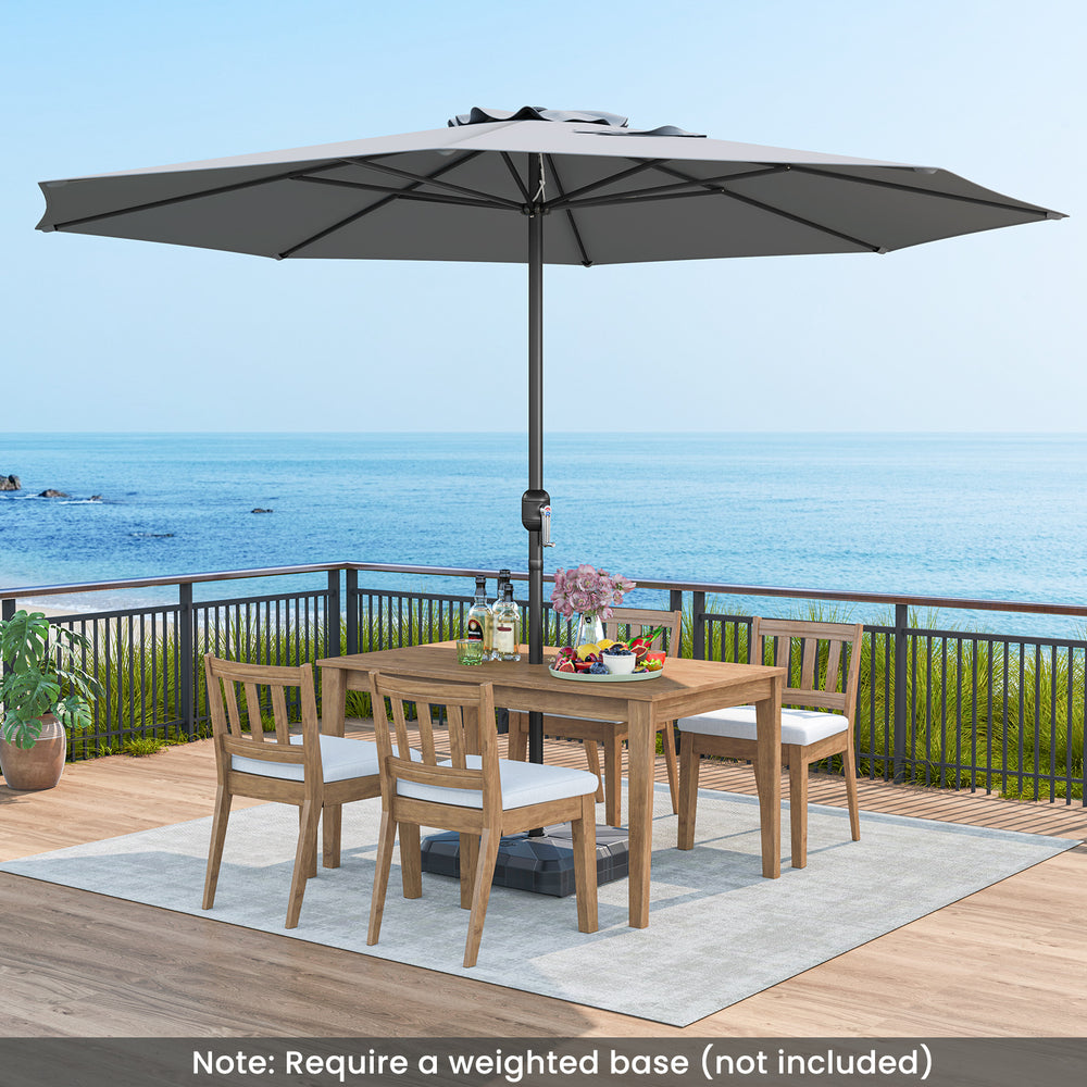 12 Feet Patio Umbrella with Crank Handle and 8 Sturdy Ribs-Gray - Gallery View 1 of 10