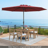 12 Feet Patio Umbrella with Crank Handle and 8 Sturdy Ribs-Red - Gallery View 1 of 10
