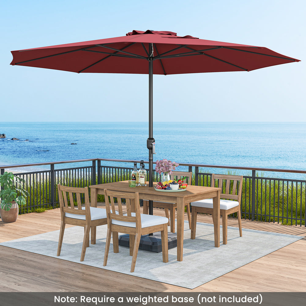 12 Feet Patio Umbrella with Crank Handle and 8 Sturdy Ribs-Red - Gallery View 1 of 10