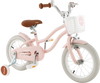 12-inch kids bike in pink with training wheels, adjustable seat, and removable basket for ages 3-8 years.