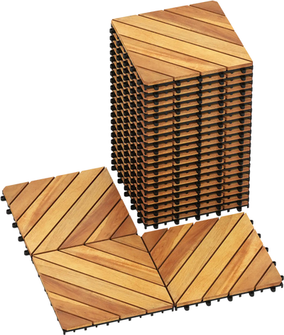 Costway Acacia Wood Interlocking Deck Tiles 12