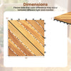 Acacia wood interlocking deck tile, 12x12 inch, waterproof design, shown in dimension view for outdoor use.