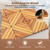 Acacia wood interlocking deck tiles in a natural finish, showcasing high strength and waterproof design for outdoor use.