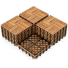 Acacia wood interlocking deck tiles in natural finish, 12 x 12 inches, waterproof design, ideal for outdoor flooring.