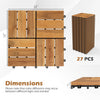 Acacia wood interlocking deck tiles, 12x12 inches, 27 pieces, waterproof design for outdoor flooring.