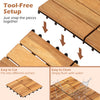 Acacia wood interlocking deck tiles in natural finish, 12 x 12 inches, designed for easy setup and cleaning for outdoor use.