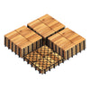 Acacia wood interlocking deck tiles in a natural finish, ideal for outdoor patios and balconies with easy snap assembly.