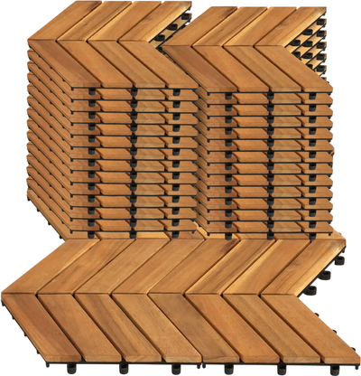Costway 30-Pc Acacia Wood Interlocking Deck Tiles 12