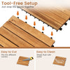 Acacia wood interlocking deck tiles in natural finish, showcasing tool-free setup for easy installation and outdoor use.