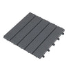 Gray 12” x 12” waterproof PP plastic interlocking deck tile with a non-slip surface, ideal for patio flooring.