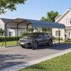 Heavy-duty 12 x 20 feet black carport with galvanized steel frame, providing all-weather protection for vehicles.
