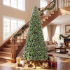 12 ft artificial Christmas tree with 4188 branch tips and realistic full spruce foliage fills a festive living room.