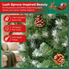 Close-up of the 12ft Artificial Christmas Tree with 4188 realistic full spruce branch tips and snow-tipped pinecones.