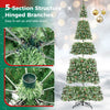 12 ft artificial Christmas tree with 4188 realistic full spruce branch tips and hinged drop-down branches, shown in detail views.