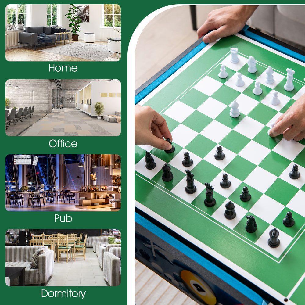 12-in-1 combo game table set featuring a chess game, ideal for home, office, pub, or dormitory entertainment.