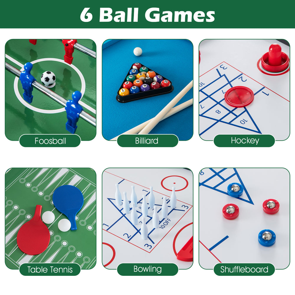 Foosball, billiard, hockey, and more in the 12-in-1 game table set for fun family and friends gatherings.