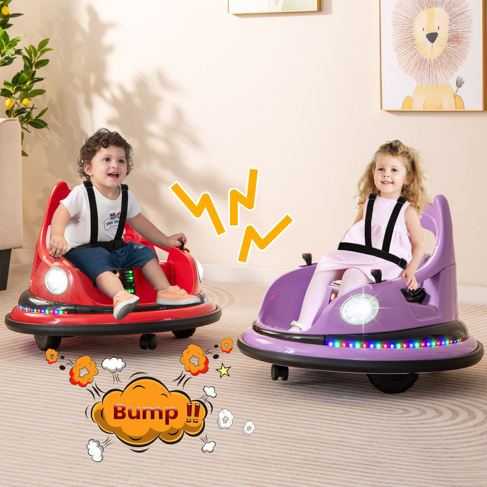 12V Kids Ride On Bumper Car with Remote Control and Dual Joysticks-Red - Gallery View 1 of 10