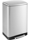 Stainless steel 13.2 gal trash can with lock device, anti-fingerprint finish, and soft closing lid for easy waste.