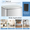 Stainless steel 13.2 gal trash can with a lock device and soft closing lid, ideal for kitchens and offices.