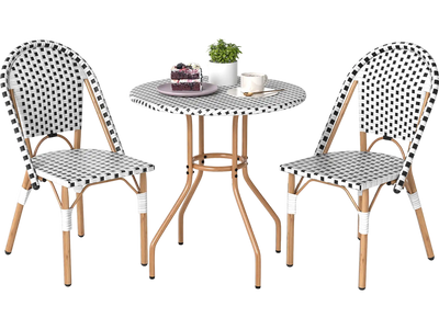 Costway 3-Piece French Bistro Outdoor Wicker Table & 2 Chairs Set 59280852 New