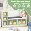 Kids bookcase with reading nook featuring 7 storage cubbies, adjustable shelves, and a removable cushion for comfort.