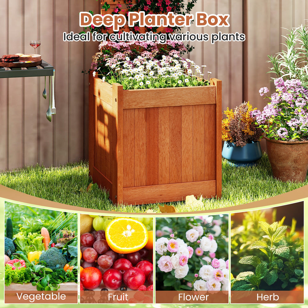 Outdoor wooden raised garden bed with trellis, crafted from solid wood, ideal for growing vegetables, herbs, and.