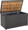 134 Gallon Rattan Storage Box with Zippered Liner and Solid Acacia Wood Top