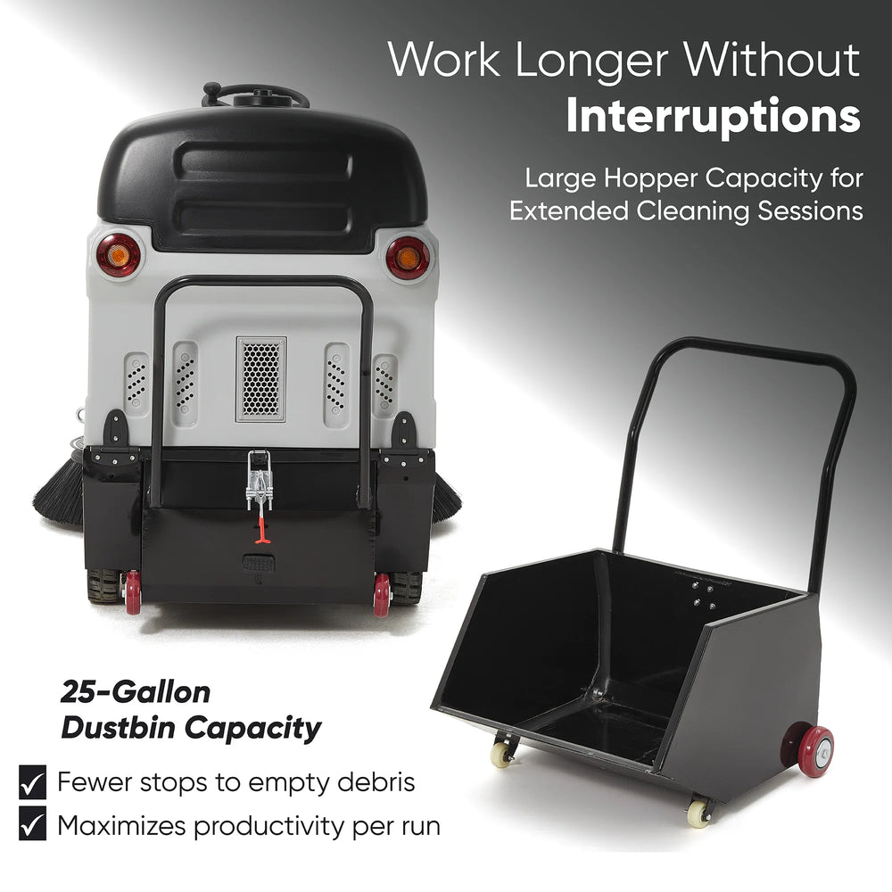 Dapper Supply Ride-On Floor Sweeper 49" 25 Gal. Dustbin 6 MPH 77,500 Sq. Ft./Hr New