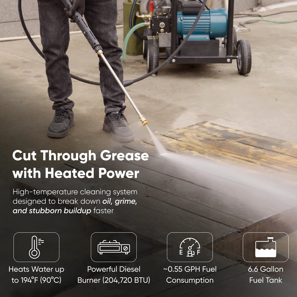 Dapper Supply Electric Pressure Washer Hot Water 2610 PSI 4 GPM 120V New