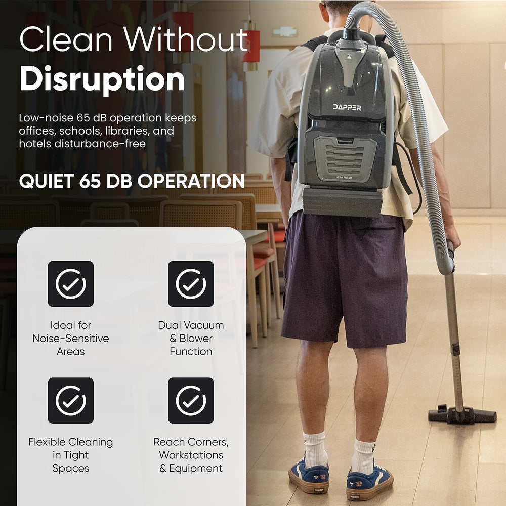 Dapper Supply Commercial Backpack Vacuum & Blower 1 Gal. Battery Powered with Accessories New