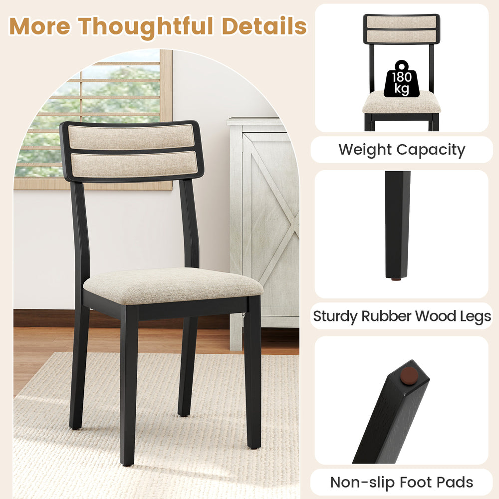 Modern dining chair with tilt backrest, black rubber wood legs, and padded seat for comfort in dining rooms.