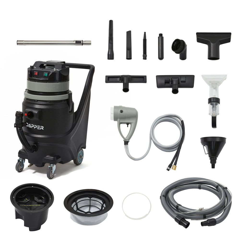 Dapper Supply Vacuum Cleaner Wet/Dry 4.5 Gal. Tank with Scrub Brush Steam Water Extraction New