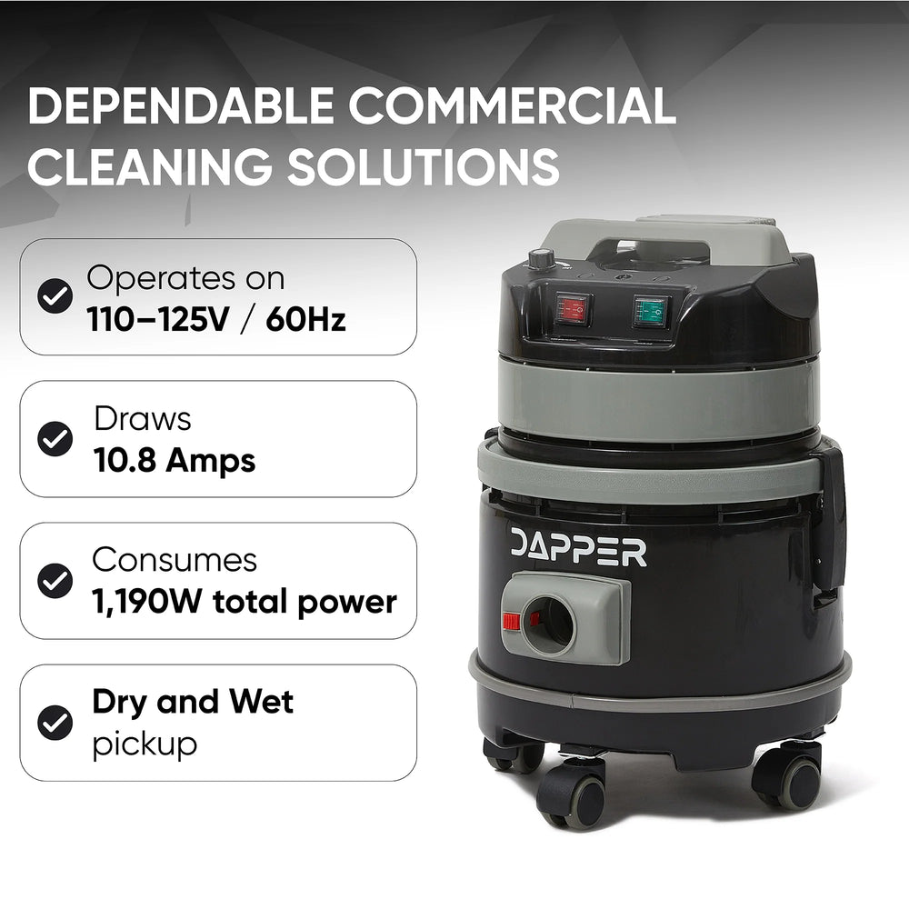 Dapper Supply Commercial Vacuum Cleaner Wet/Dry 3 Gal. Tank with Soap Dispensing Scrub Brush New