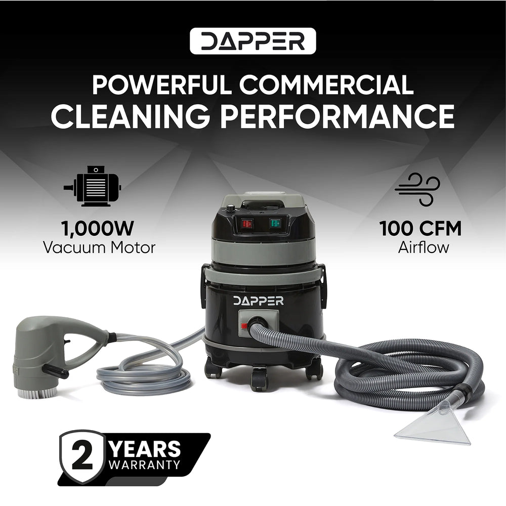 Dapper Supply Commercial Vacuum Cleaner Wet/Dry 3 Gal. Tank with Soap Dispensing Scrub Brush New