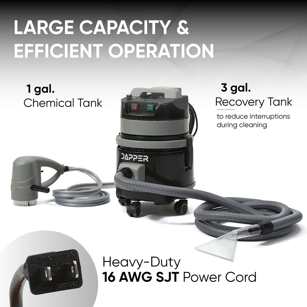 Dapper Supply Commercial Vacuum Cleaner Wet/Dry 3 Gal. Tank with Soap Dispensing Scrub Brush New