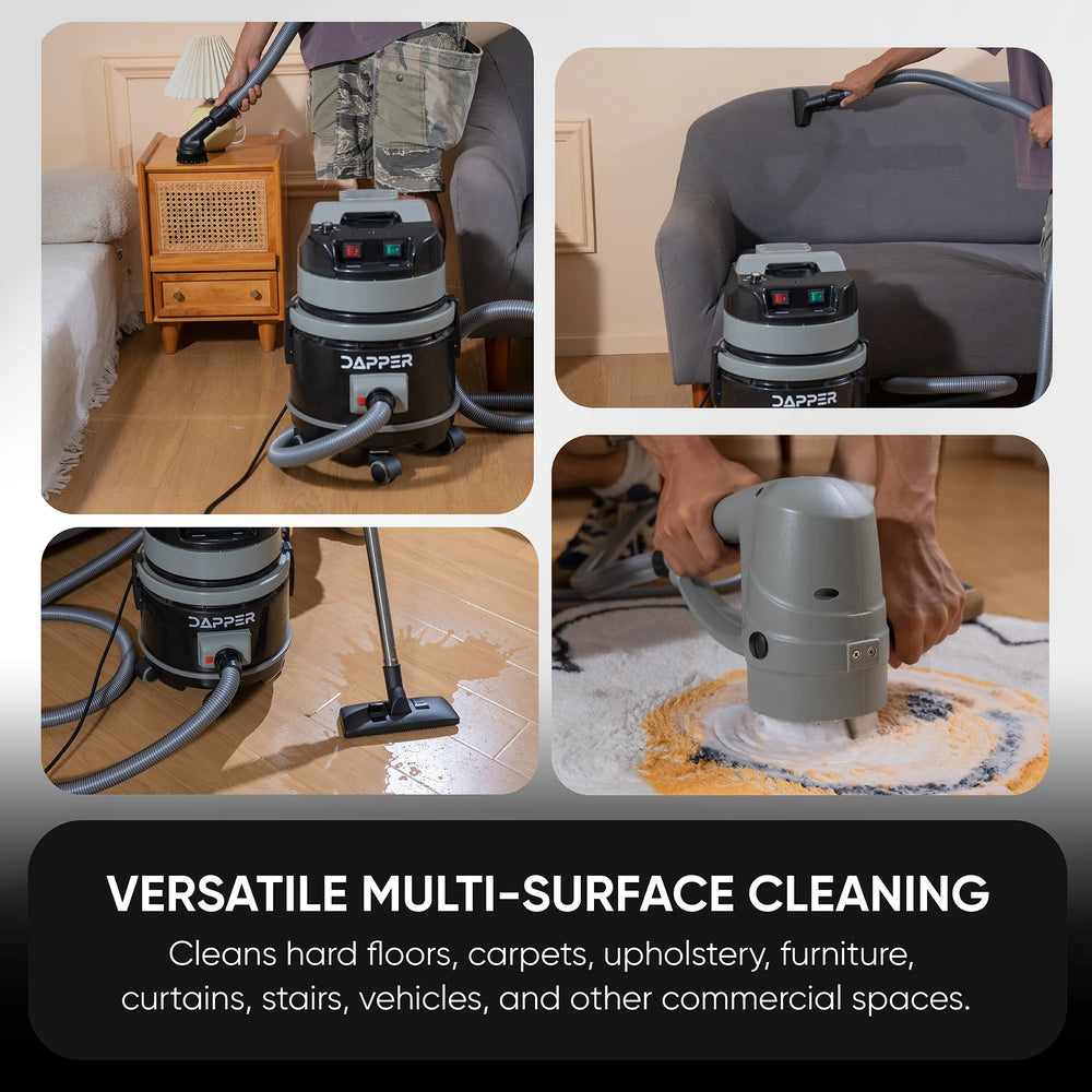 Dapper Supply Commercial Vacuum Cleaner Wet/Dry 3 Gal. Tank with Soap Dispensing Scrub Brush New