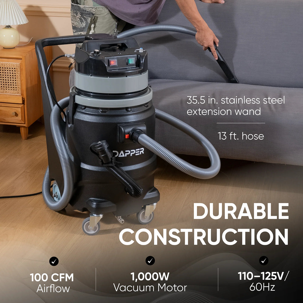 Dapper Supply Vacuum Cleaner Wet/Dry 4.5 Gal. Tank with Scrub Brush Steam Water Extraction New